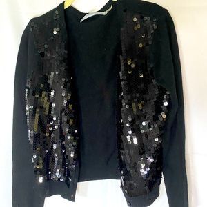 Black long sleeve Marc New York cardigan with sequins on front, size medium